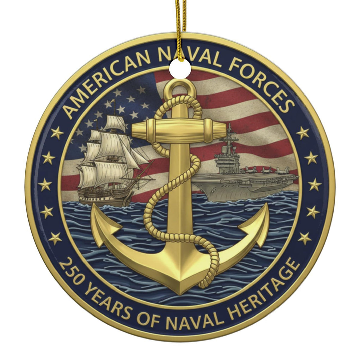 Anchor Ornament 250th Anniversary 1775–2025 – Double-Sided Ceramic Christmas Ornament
