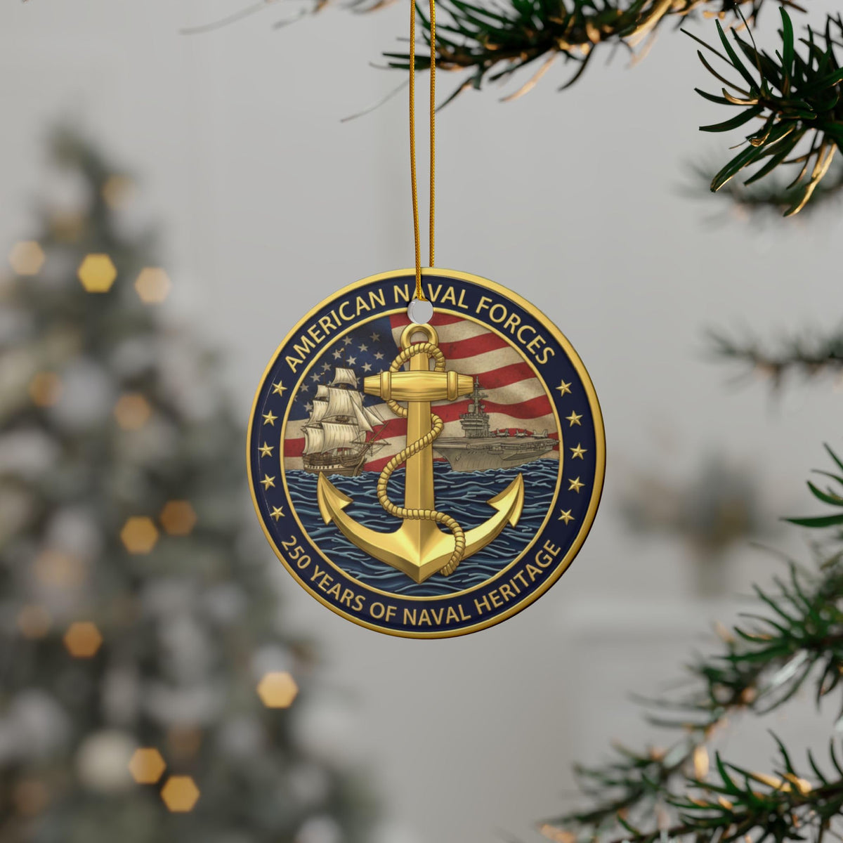 Anchor Ornament 250th Anniversary 1775–2025 – Double-Sided Ceramic Christmas Ornament