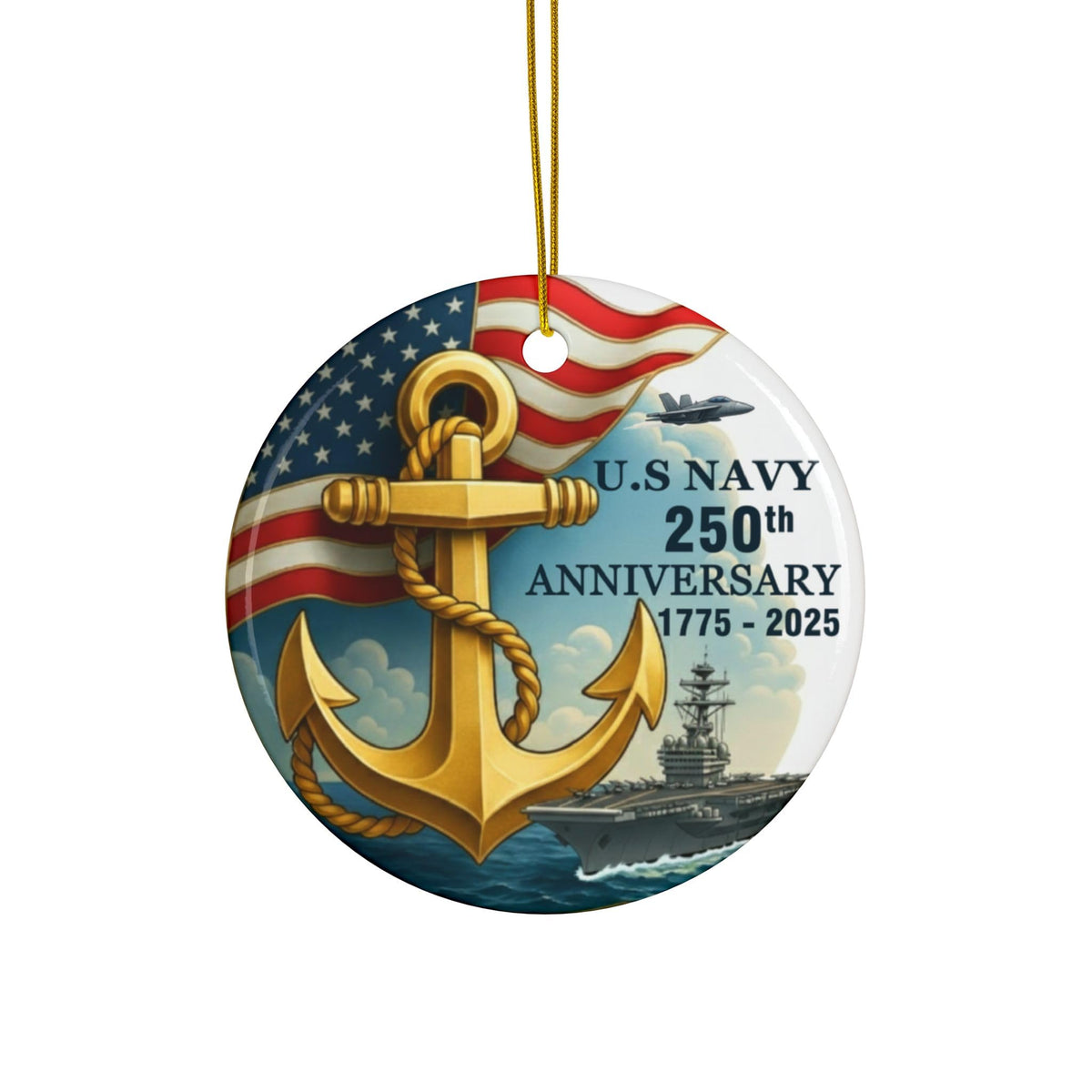 Navy 250th Anniversary Military Commemorative Ornament 1775–2025