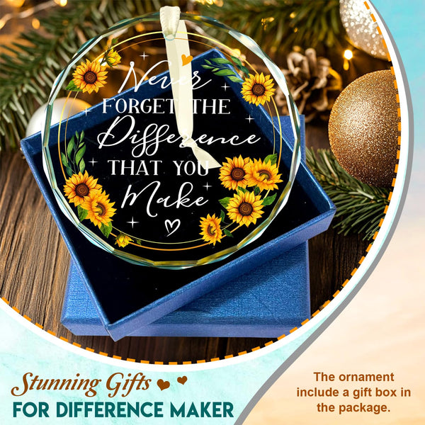 Never Forget The Difference That You Make Glass Ornament 2025 - Coworker Gifts for Women
