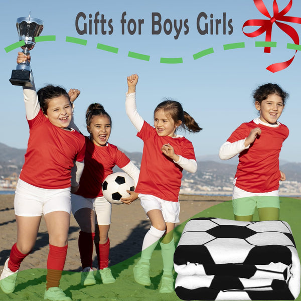 Soccer Blanket, Soccers Gifts for Boys Girls Soccer Lovers, Machine Washable Soft Fleece Throw Blankets