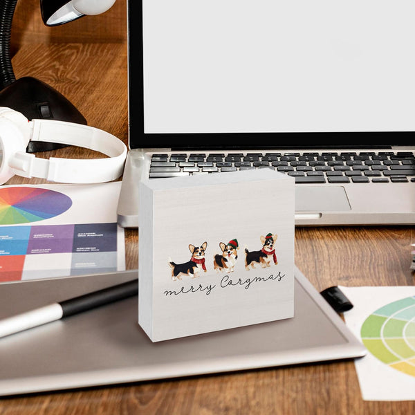 Corgi Christmas Wooden Box Sign, Corgi Gifts Dog Christmas Decorations, Merry Corgmas Wood Signs