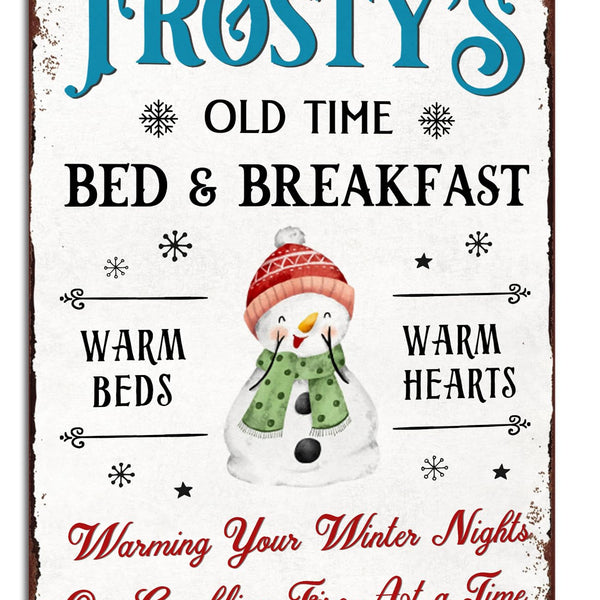 Old Time Bed and Breakfast Metal Tin Sign Christmas Theme Retro Poster