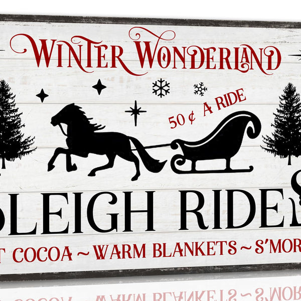 Winter Wonderland Sleigh Rides Metal Tin Sign Christmas Theme Retro Poster