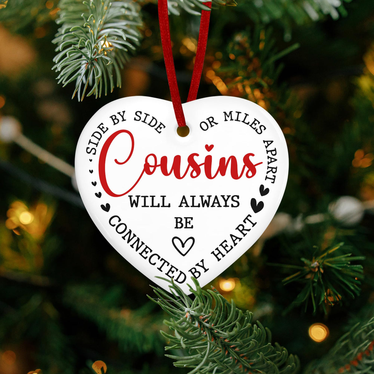Christmas Cousin Gifts for Women Men - Ceramic Christmas Ornaments 2025 for Tree Decorations