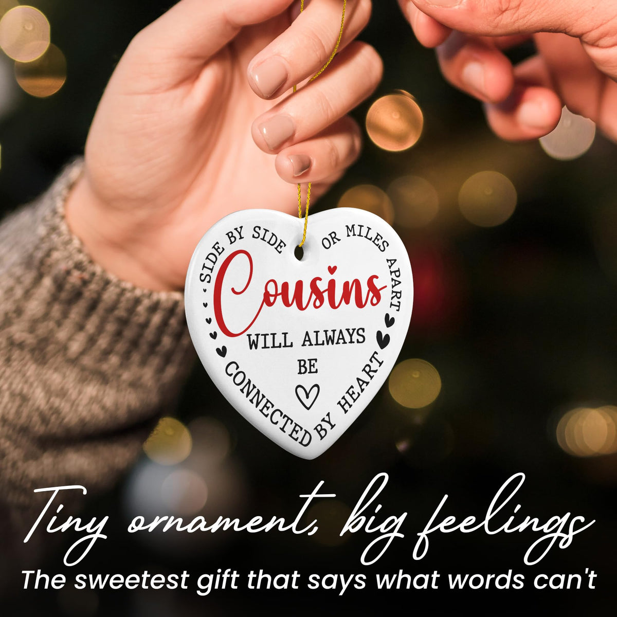 Christmas Cousin Gifts for Women Men - Ceramic Christmas Ornaments 2025 for Tree Decorations