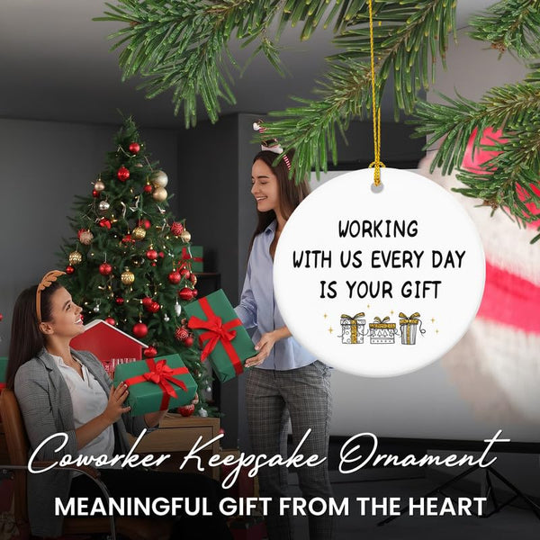 Christmas Funny Gifts for Friends Women - Ceramic Christmas Ornaments Tree 2025 for Tree Decorations - Coworker Gifts for Women