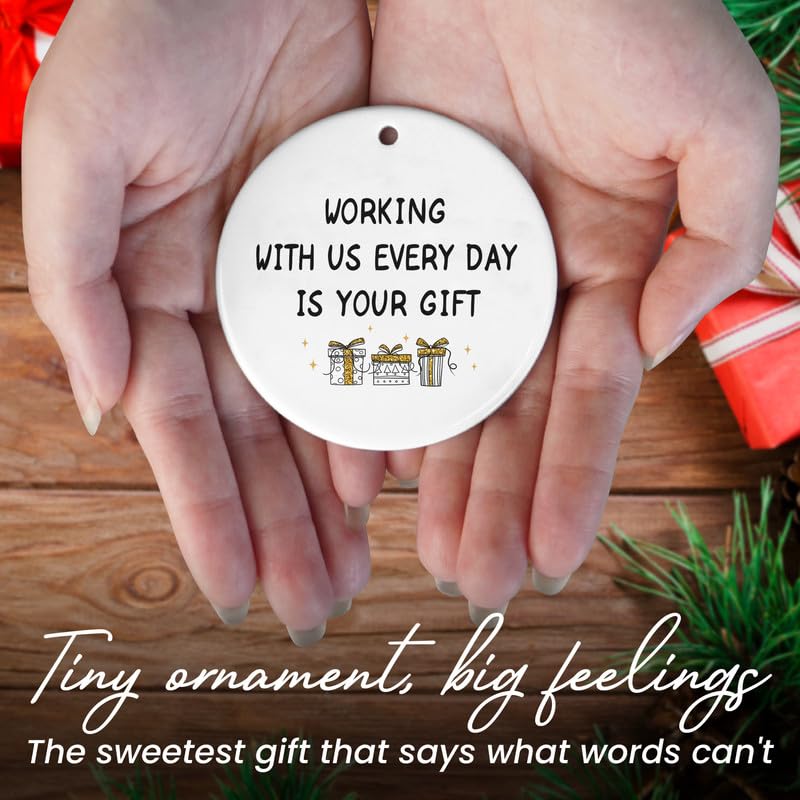 Christmas Funny Gifts for Friends Women - Ceramic Christmas Ornaments Tree 2025 for Tree Decorations - Coworker Gifts for Women