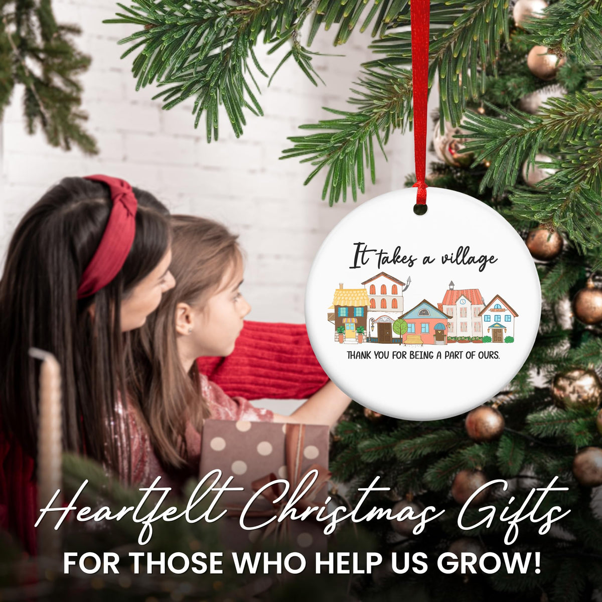 Thank You Gifts for Women Men - It's Takes A Village Ceramic Christmas Ornaments 2025