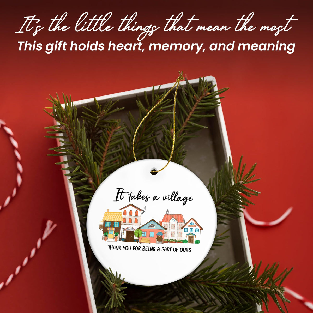 Thank You Gifts for Women Men - It's Takes A Village Ceramic Christmas Ornaments 2025