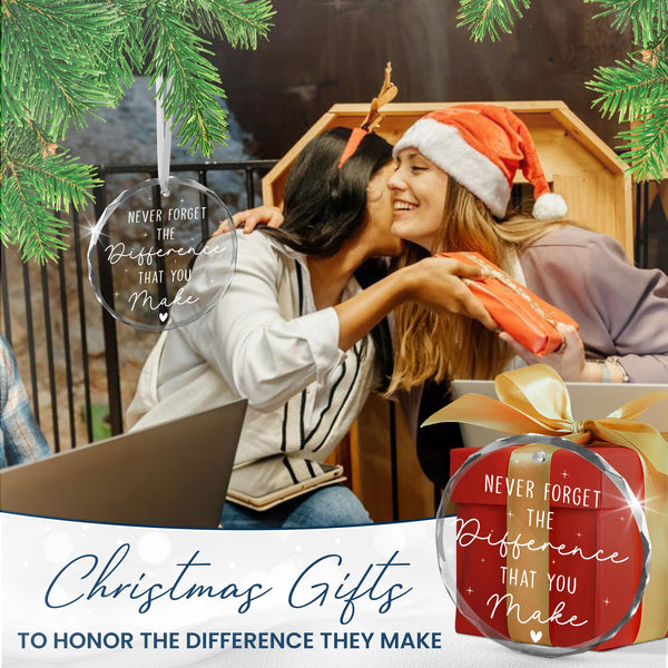 Christmas Thank You Gifts for Women - Glass Christmas Ornaments 2025 for Tree Decorations