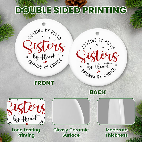 Sister Christmas Ornaments Gifts for Cousins Female - Ceramic Christmas Ornaments 2025 for Tree Decor