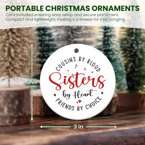 Sister Christmas Ornaments Gifts for Cousins Female - Ceramic Christmas Ornaments 2025 for Tree Decor