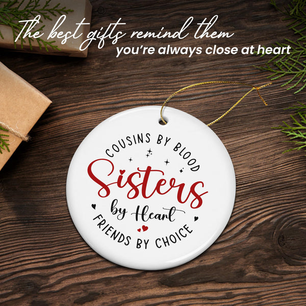 Sister Christmas Ornaments Gifts for Cousins Female - Ceramic Christmas Ornaments 2025 for Tree Decor