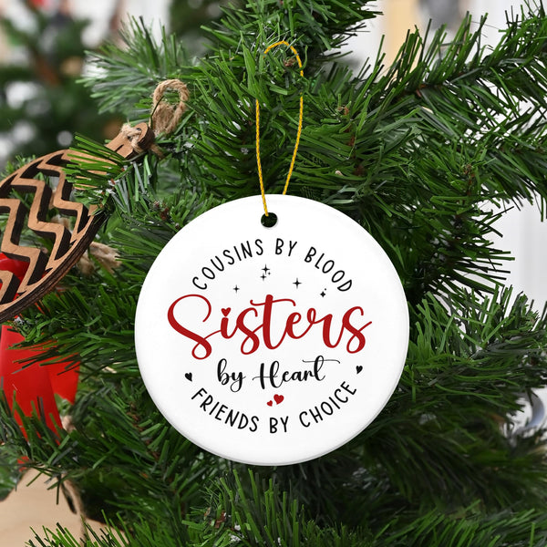 Sister Christmas Ornaments Gifts for Cousins Female - Ceramic Christmas Ornaments 2025 for Tree Decor
