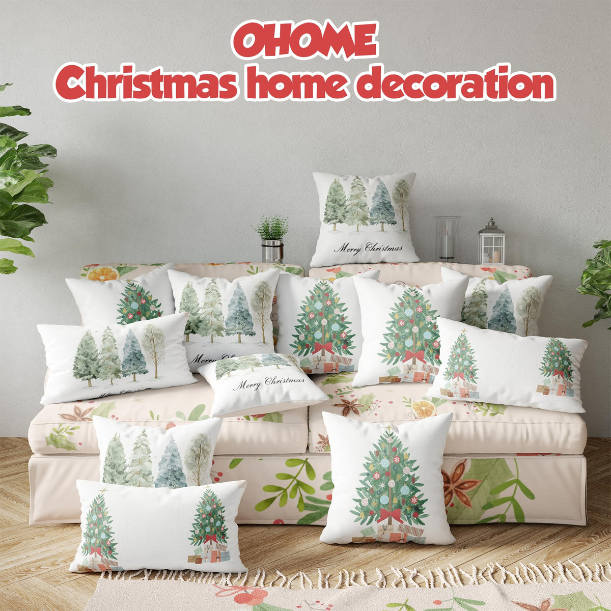 Christmas Pillows Covers 18x18 Inch - Christmas Party Decorations | Navidad Trees Throw Pillows