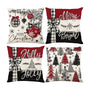 Merry Christmas Joy Xmas Trees Red Throw Pillow Covers, 18 x 18 Inch