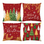 Merry Christmas Joy Xmas Trees Red Throw Pillow Covers, 18 x 18 Inch