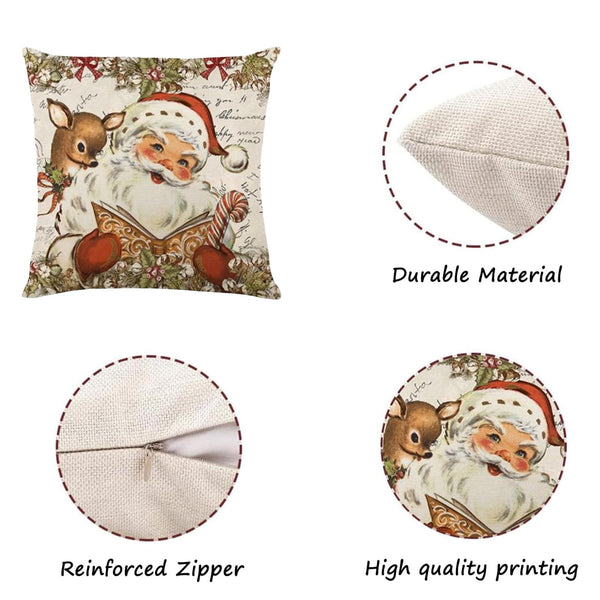 Merry Christmas Joy Xmas Trees Red Throw Pillow Covers, 18 x 18 Inch