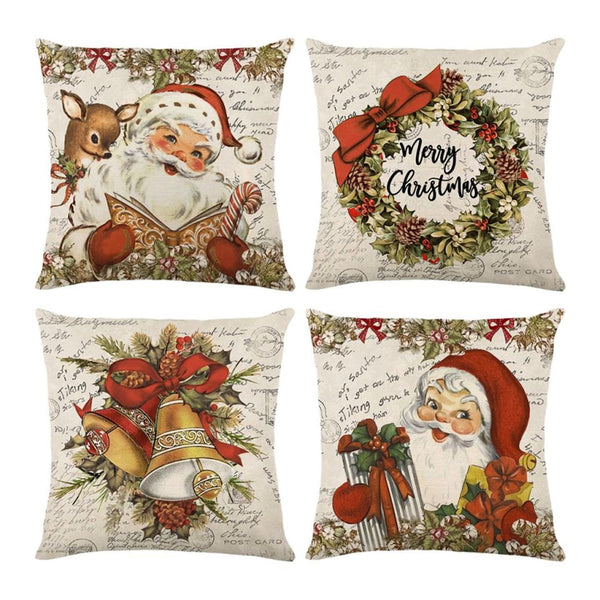 Merry Christmas Joy Xmas Trees Red Throw Pillow Covers, 18 x 18 Inch