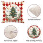 Merry Christmas Joy Xmas Trees Red Throw Pillow Covers, 18 x 18 Inch