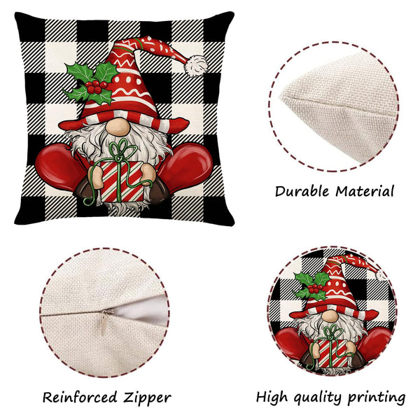 Merry Christmas Joy Xmas Trees Red Throw Pillow Covers, 18 x 18 Inch