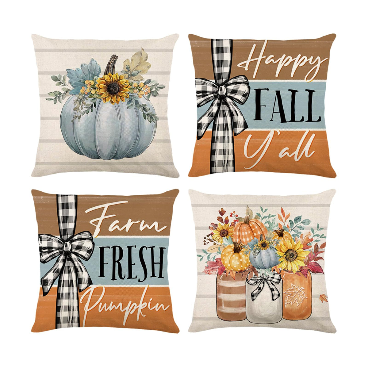 Fall Decorations for Home,Fall Pillow Covers 18 x 18 Inch Autumn Thankful Grateful