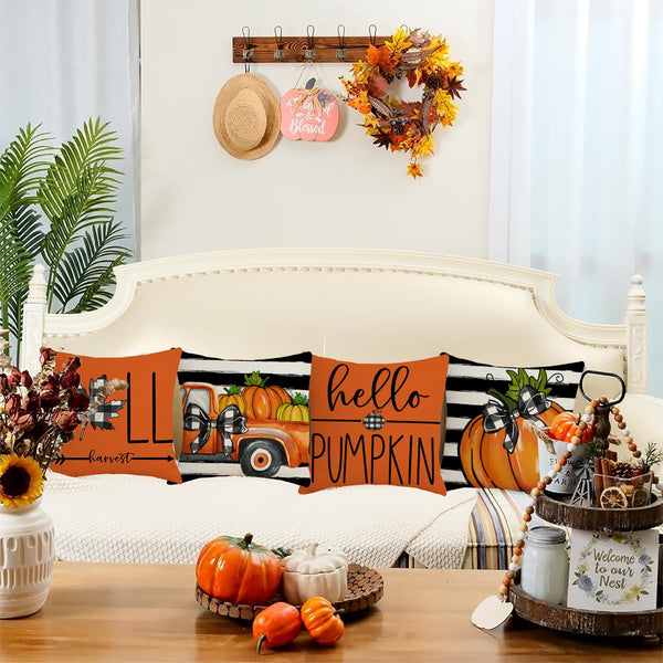 Fall Decorations for Home,Fall Pillow Covers 18 x 18 Inch Autumn Thankful Grateful