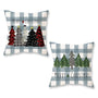 Christmas Pillow Covers 18x18 Inch Set of 2 Trees Red Black Green Light Blue Buffalo Plaid