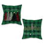 Christmas Pillow Covers 18x18 Inch Set of 2 Trees Red Black Dark Green Buffalo Plaid