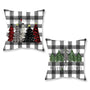 Christmas Pillow Covers 18x18 Inch Set of 2 Gray and White Trees Buffalo Plaid Decorative