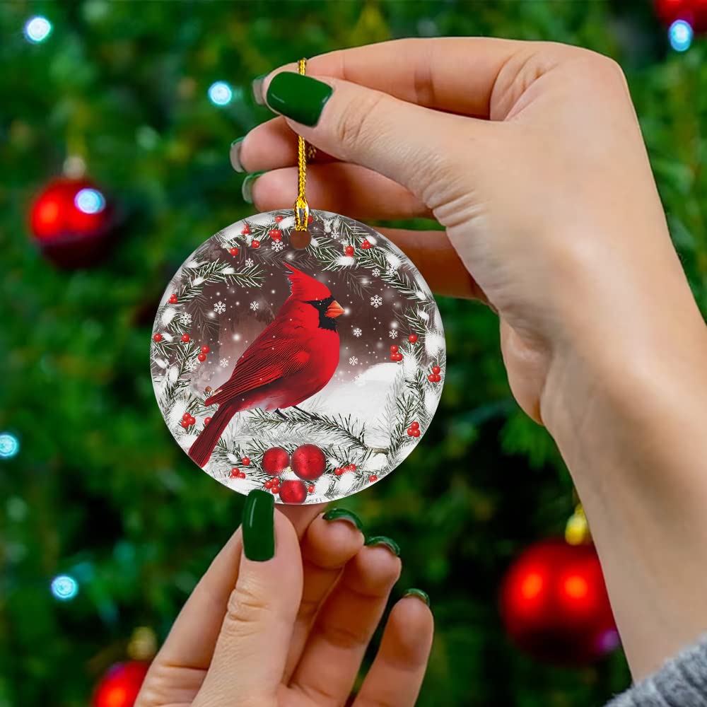 Christmas Red Cardinal Ornaments, Ceramic Tree Decorations - Cardinal Bird Memorial Gifts Surrounded by Your Glory Ceramic Ornament