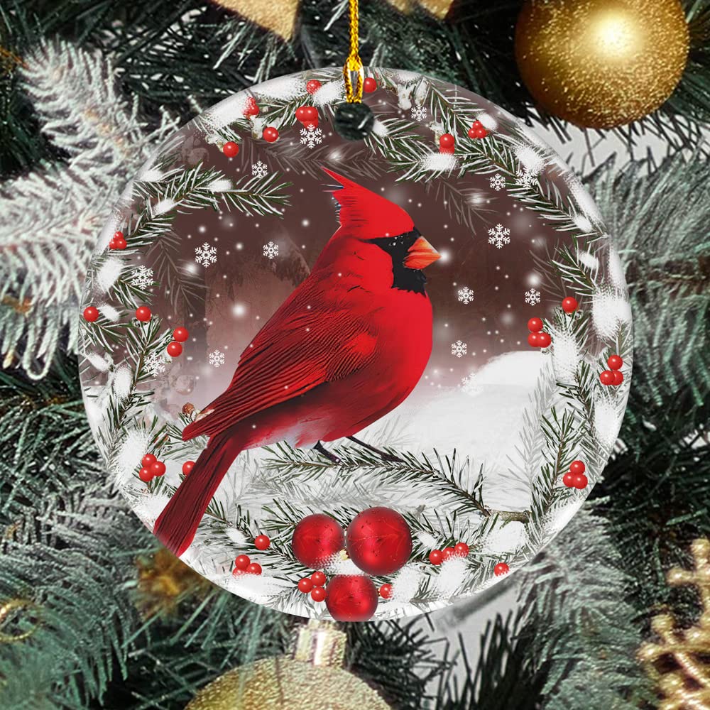 Christmas Red Cardinal Ornaments, Ceramic Tree Decorations - Cardinal Bird Memorial Gifts Surrounded by Your Glory Ceramic Ornament
