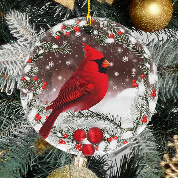 Christmas Red Cardinal Ornaments, Ceramic Tree Decorations - Cardinal Bird Memorial Gifts Surrounded by Your Glory Ceramic Ornament