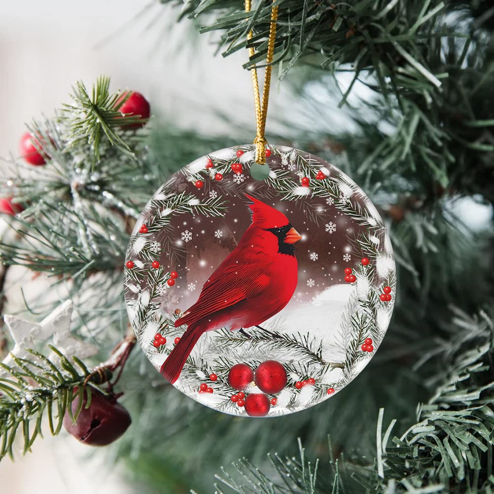 Christmas Red Cardinal Ornaments, Ceramic Tree Decorations - Cardinal Bird Memorial Gifts Surrounded by Your Glory Ceramic Ornament