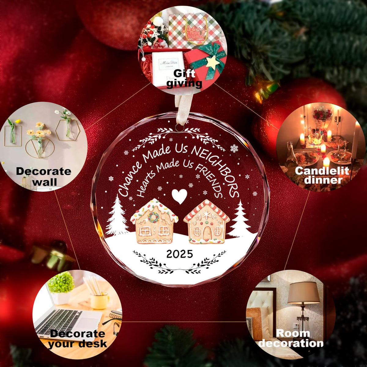 Neighbor Christmas Ornament, Best Friend Glass Christmas Ornament, House Warming Gifts