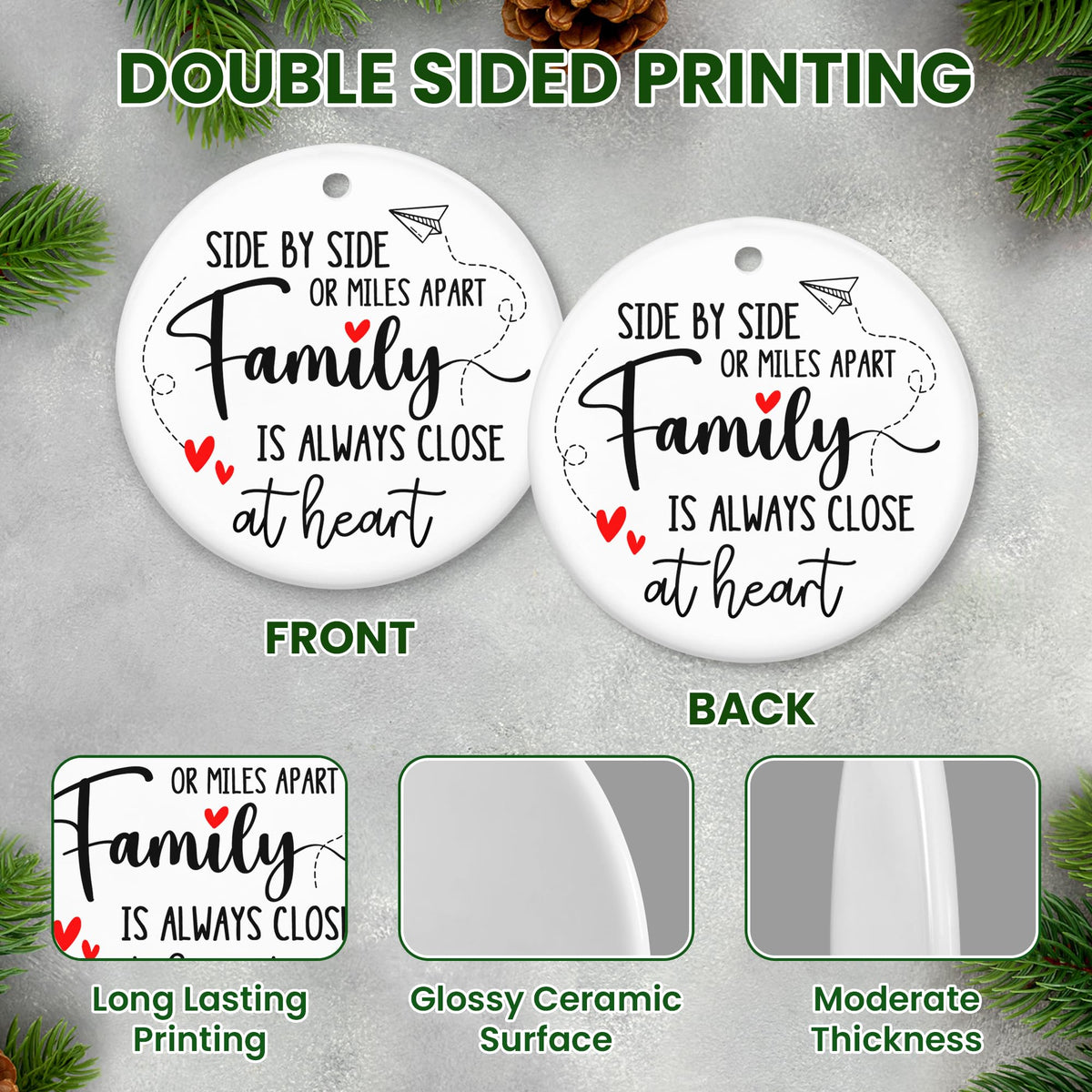 Christmas for Women Men - Ceramic Christmas Ornaments 2025 for Tree Decorations - Family Long Distance Gifts for Mom Dad