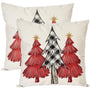Christmas Pillow Covers 18x18 Inch Set of 2 Black Buffalo Check Red Pink Christmas Tree