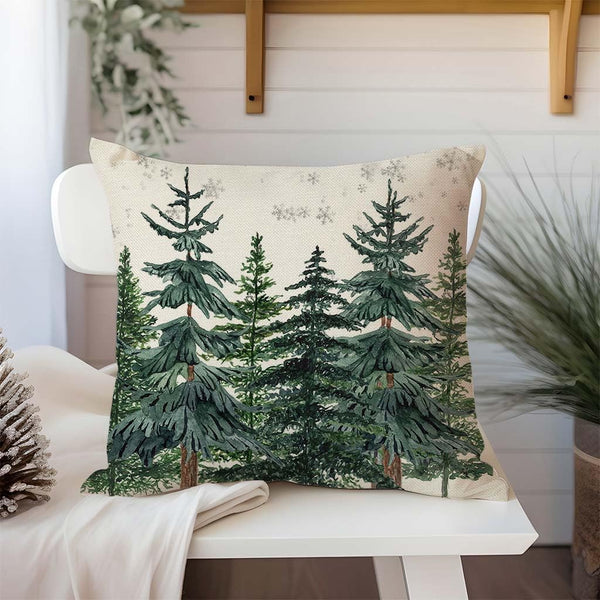 Christmas Pillow Covers 18x18 Inch Set of 2 Green Christmas Tree Forest