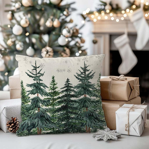 Christmas Pillow Covers 18x18 Inch Set of 2 Green Christmas Tree Forest