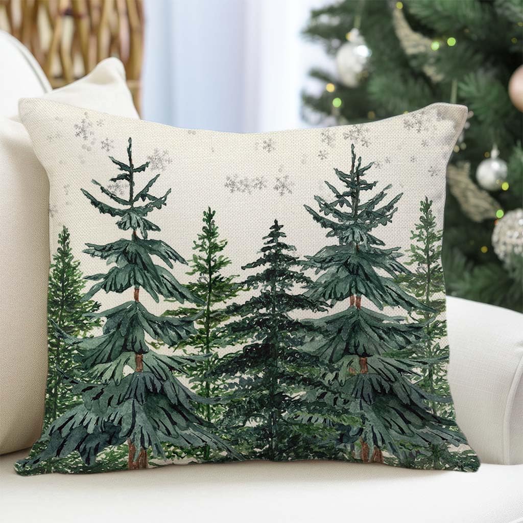 Christmas Pillow Covers 18x18 Inch Set of 2 Green Christmas Tree Forest