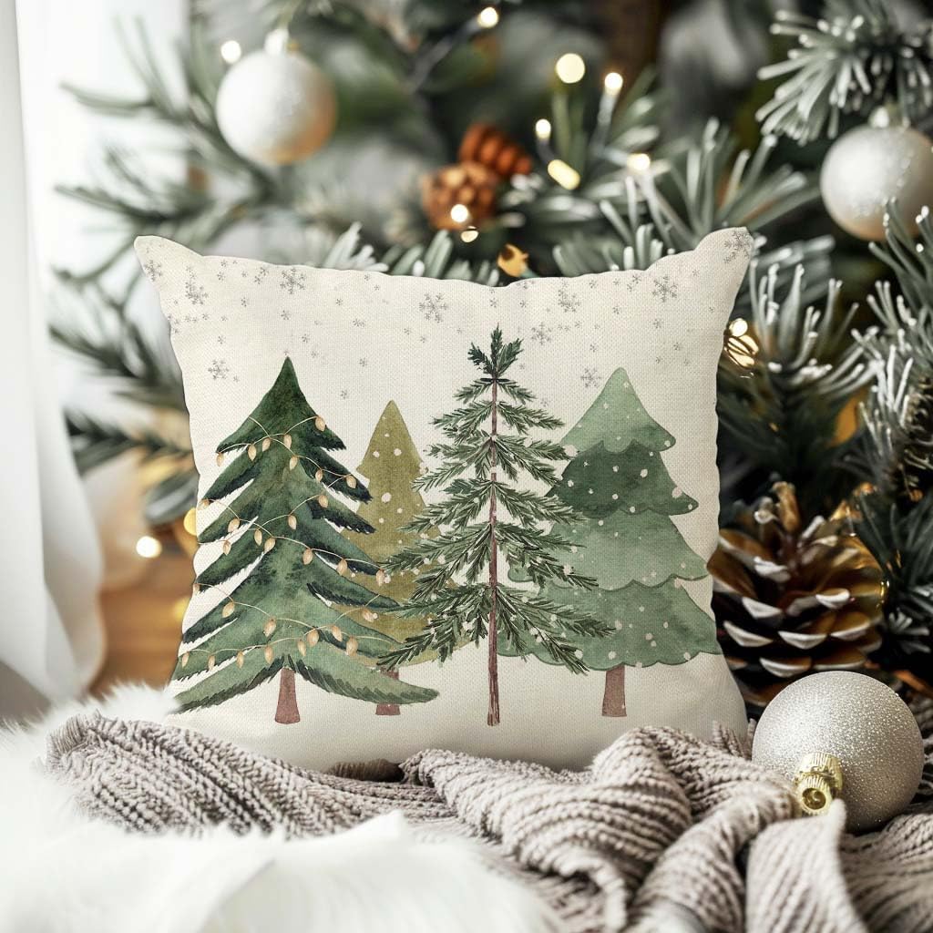 Christmas Tree Pillow Covers 18x18 Inch Set of 2 Farmhouse Christmas Decor Winter
