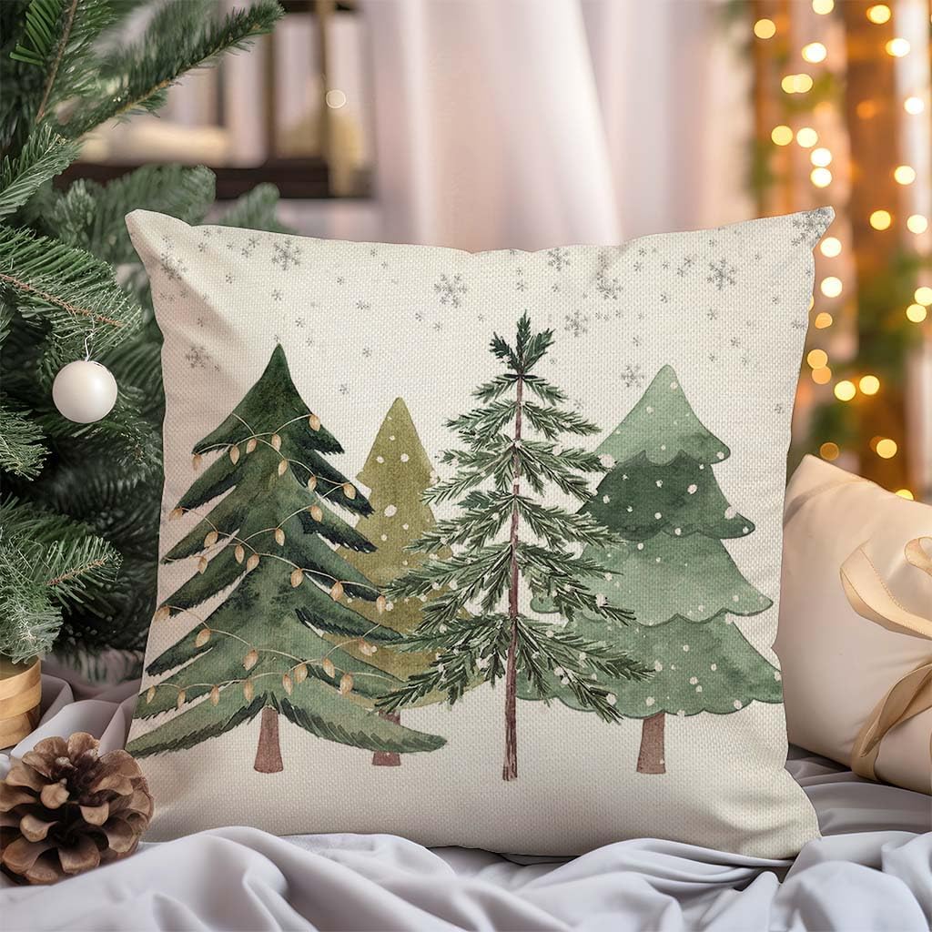 Christmas Tree Pillow Covers 18x18 Inch Set of 2 Farmhouse Christmas Decor Winter