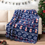 Christmas Snowman Throw Blanket | Blue Holiday Christmas Fleece Blanket