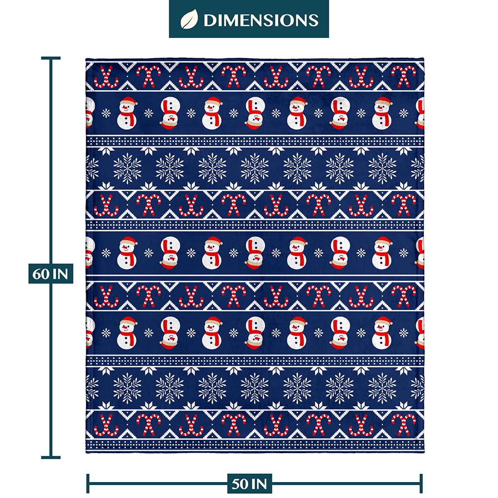 Christmas Snowman Throw Blanket | Blue Holiday Christmas Fleece Blanket