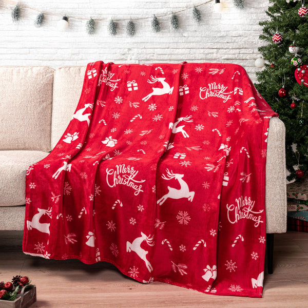 Premium Christmas Sherpa Throw Blanket | Christmas Decoration Gift, Fleece, Plush, Warm