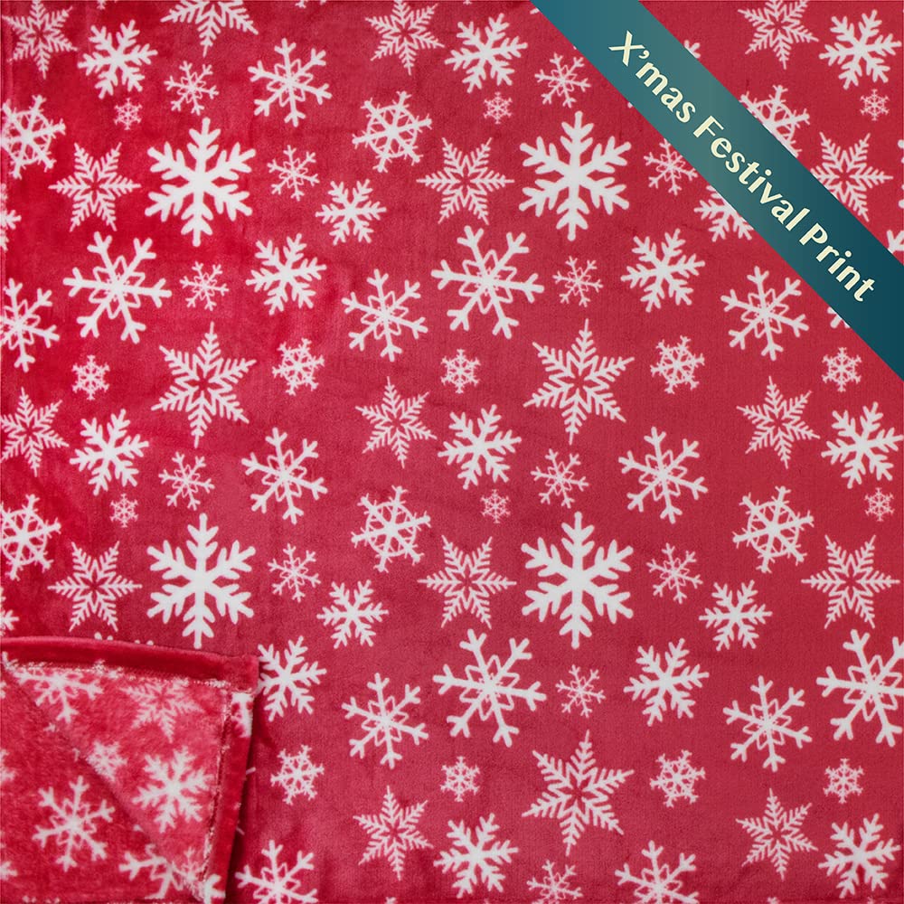 Christmas Throw Blanket | Red Snowflake Christmas Fleece Blanket