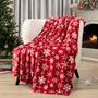 Christmas Throw Blanket | Red Snowflake Christmas Fleece Blanket