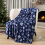 Christmas Throw Blanket | Navy Snowflake Christmas Fleece Blanket | Soft, Plush, Warm Winter Cabin Throw, 50x60