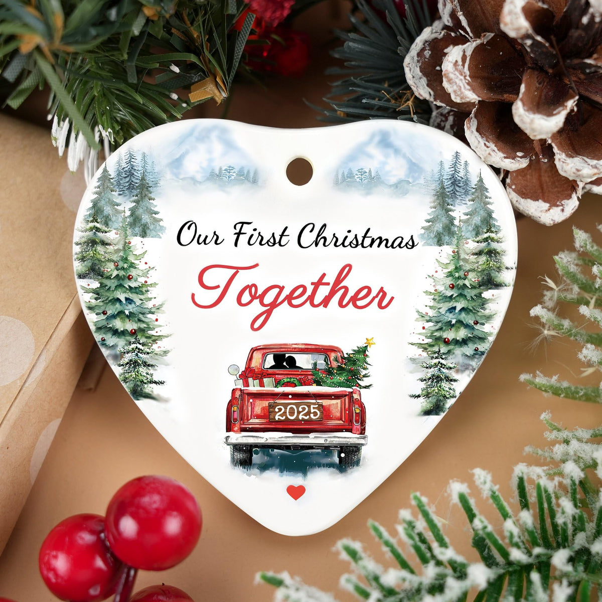 First Christmas Together Ornament 2025, Couple Gifts Our First Christmas Ceramic Ornaments